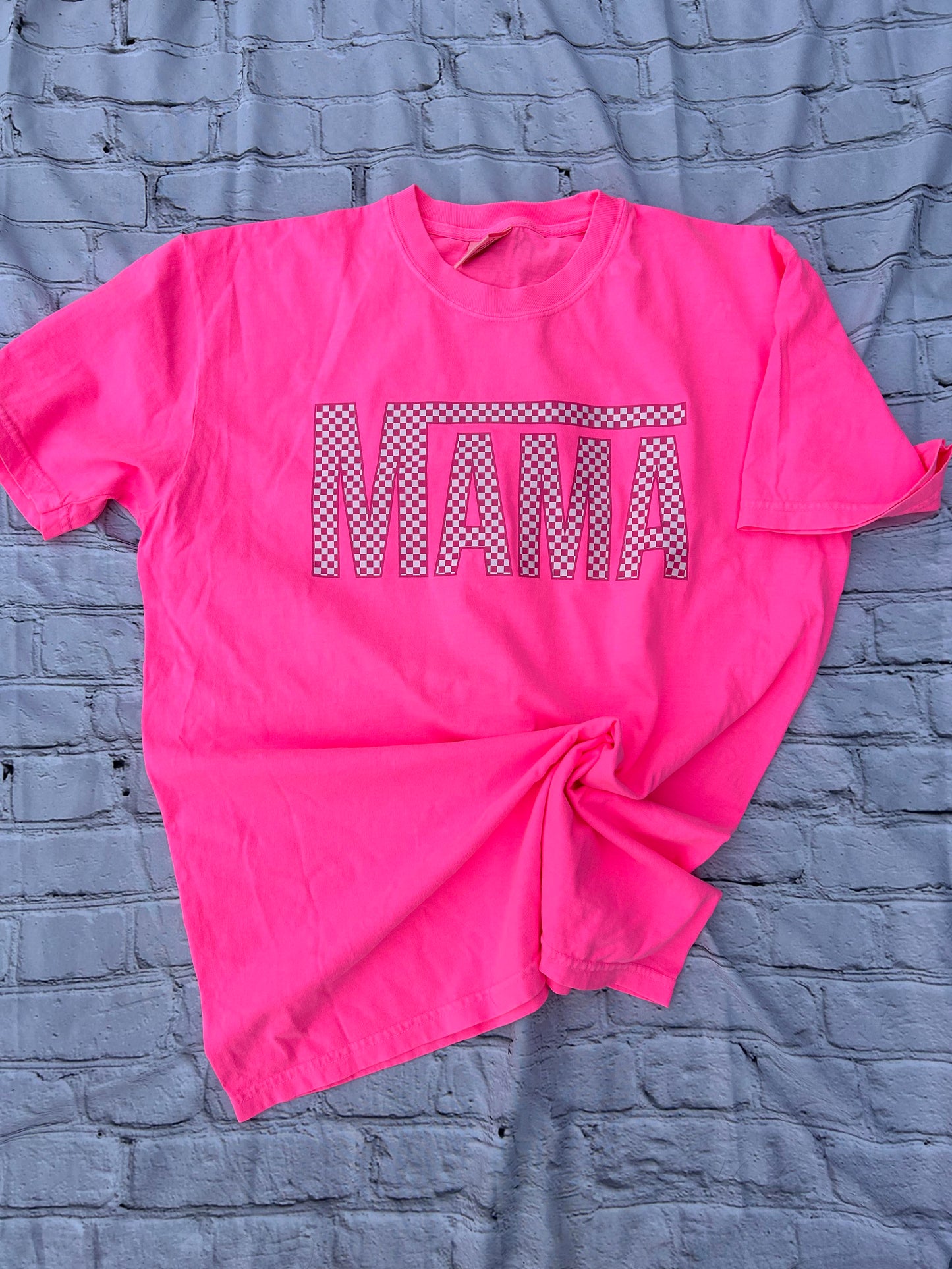 Checkered mama comfort colors tshirt