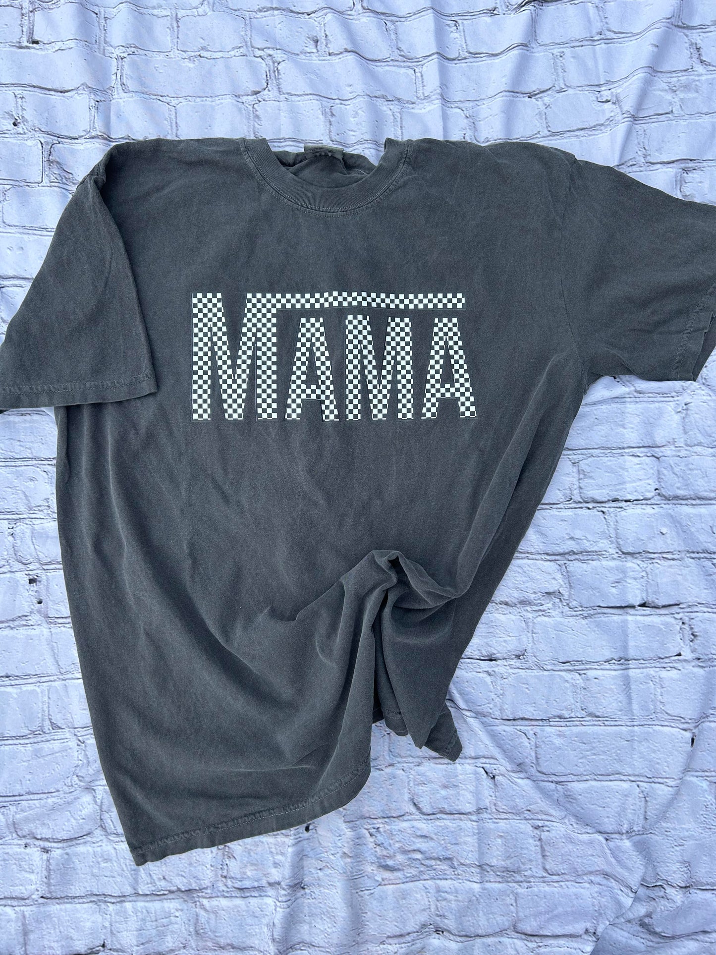 Checkered mama comfort colors tshirt