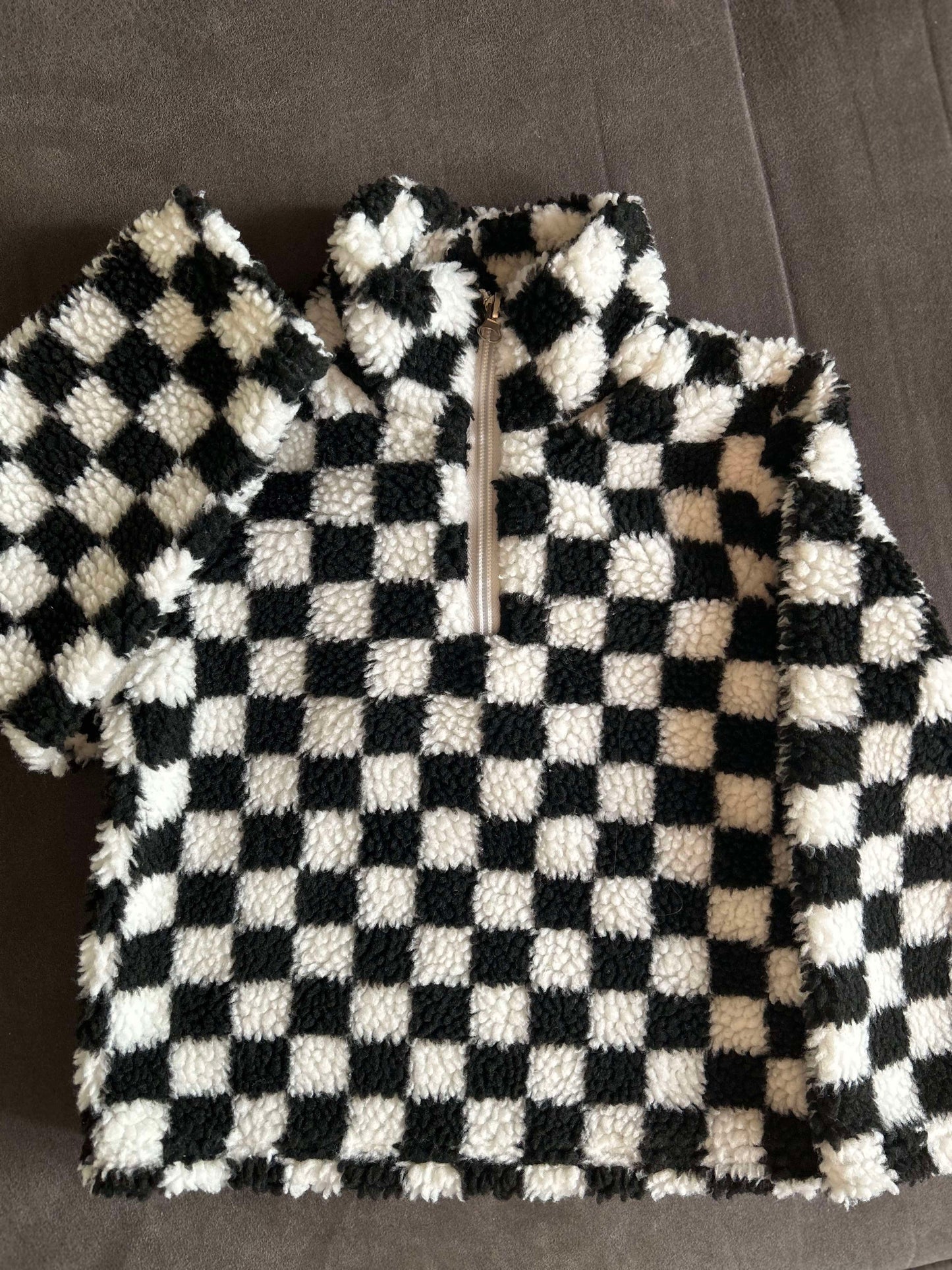 Sherpa toddler pullover - black checkered