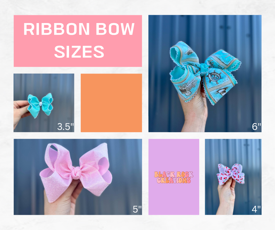 Neon orange moon stitch ribbon bow