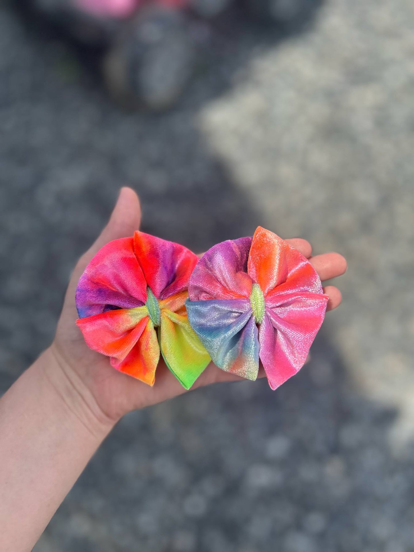Neon tie dye bows