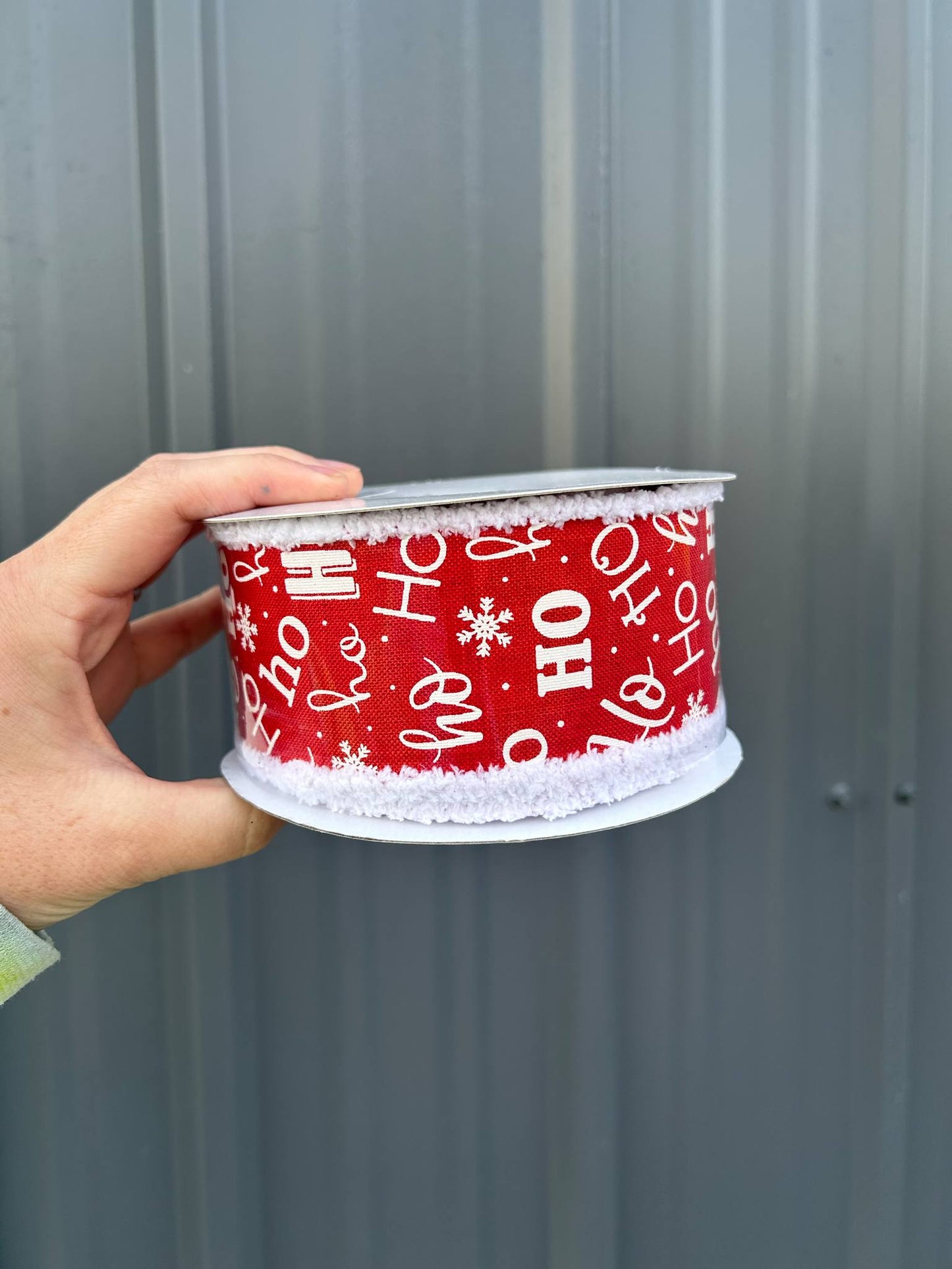 Ho ho ho fur ribbon bows - 5"