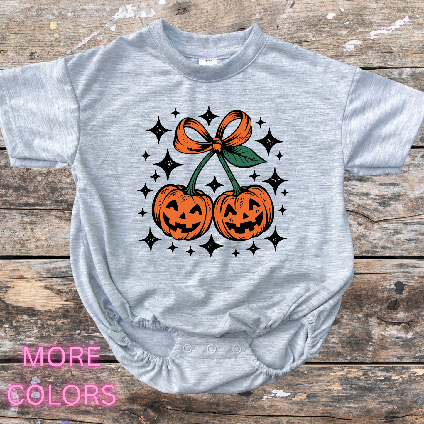 Cherry pumpkins short sleeve bubble romper