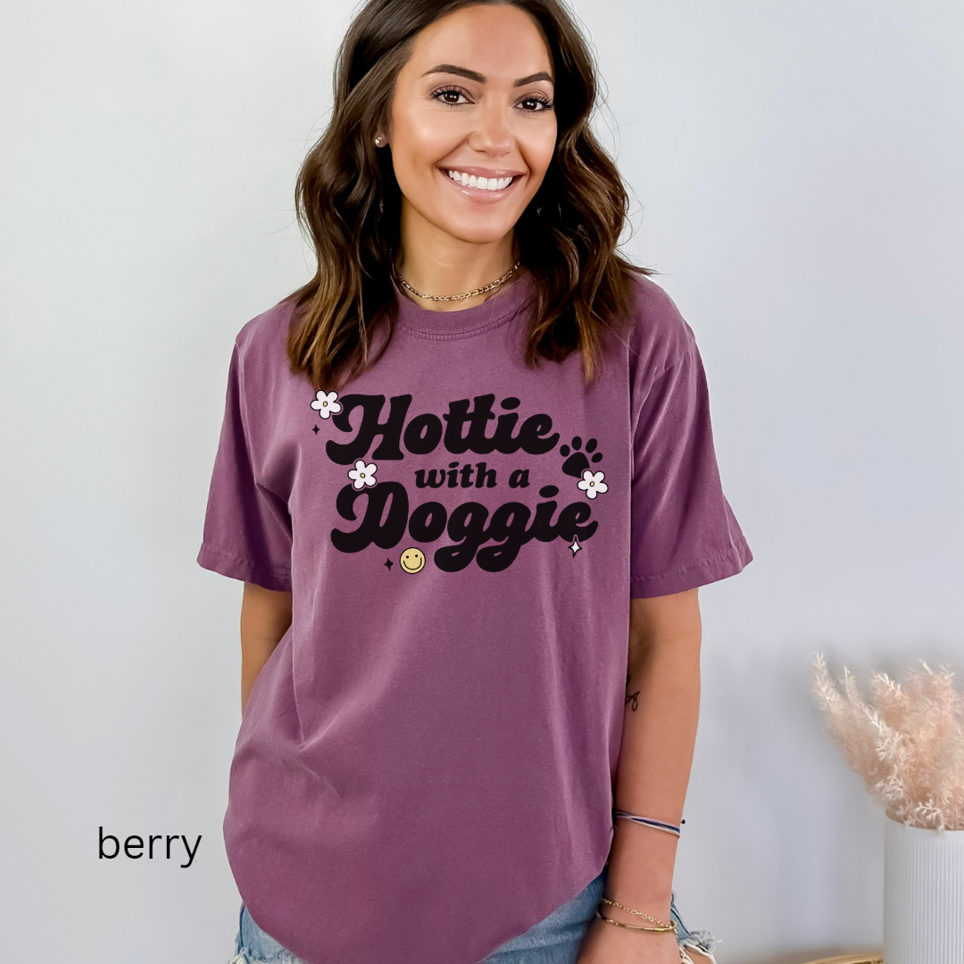 hottie with a doggie comfort colors t-shirt
