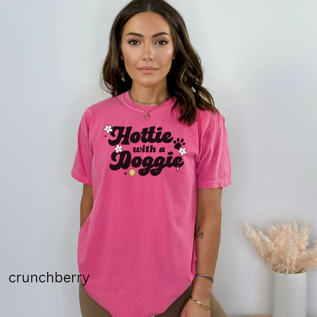 hottie with a doggie comfort colors t-shirt
