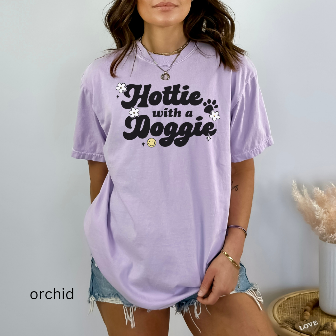 hottie with a doggie comfort colors t-shirt