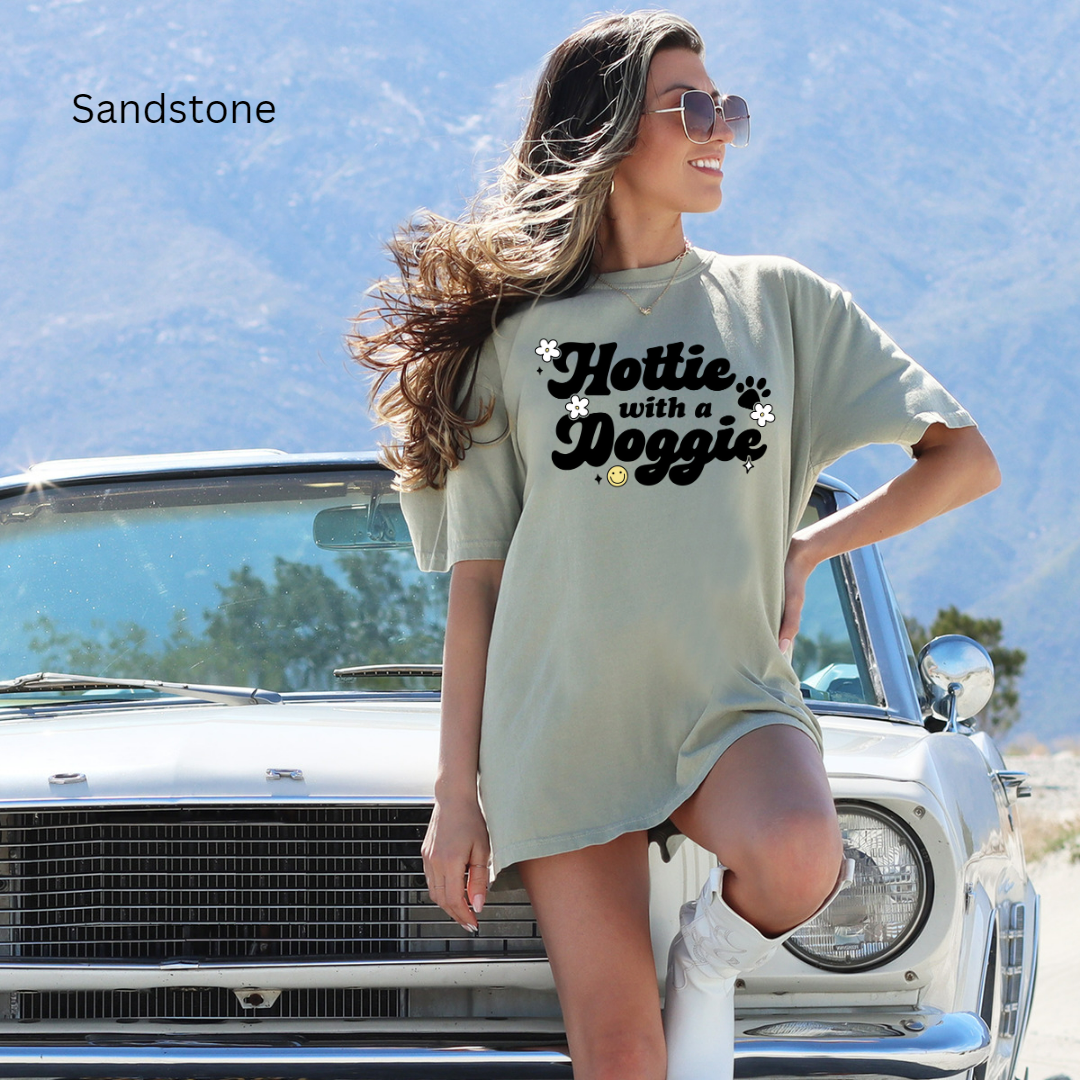 hottie with a doggie comfort colors t-shirt