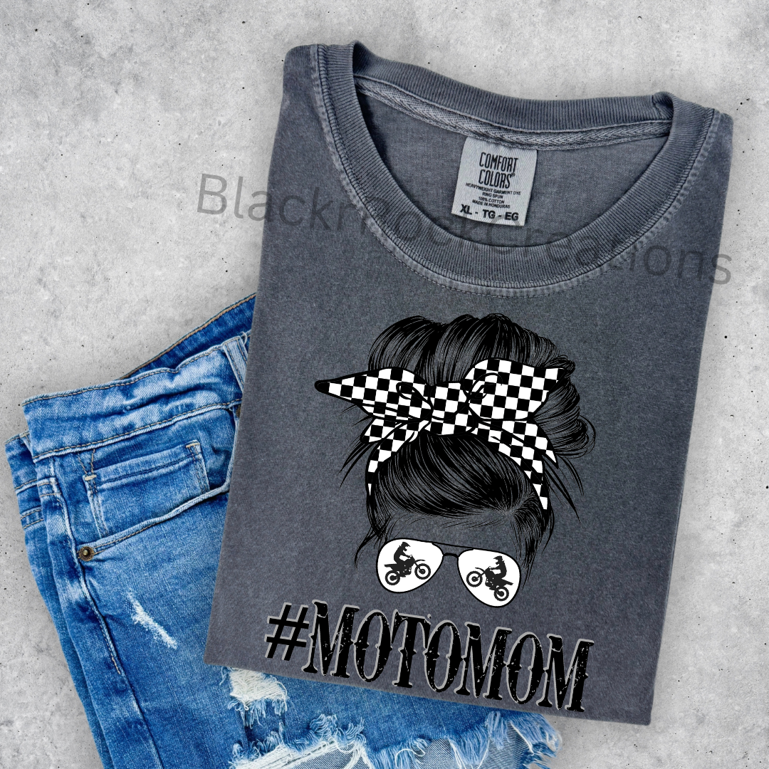 motomom messy bun comfort colors tshirt