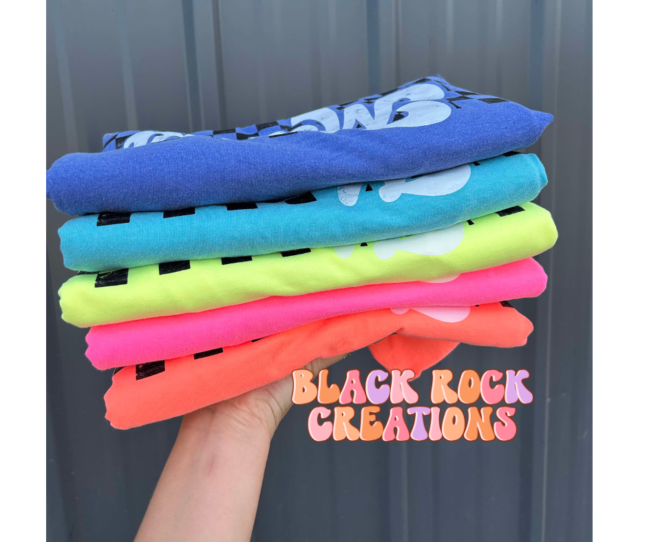 NEON checkered mama comfort colors t-shirts