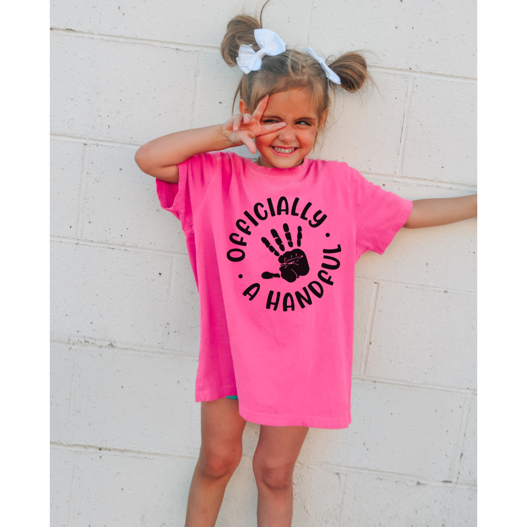 5th birthday comfort colors tshirt, officially a handful
