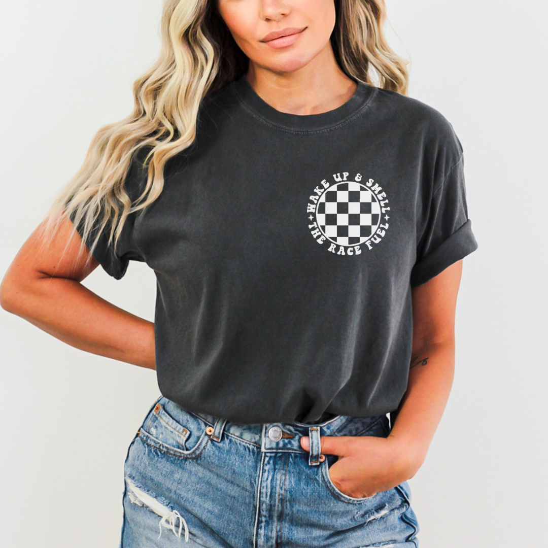 wake up and smell the race fuel comfort colors tsirt