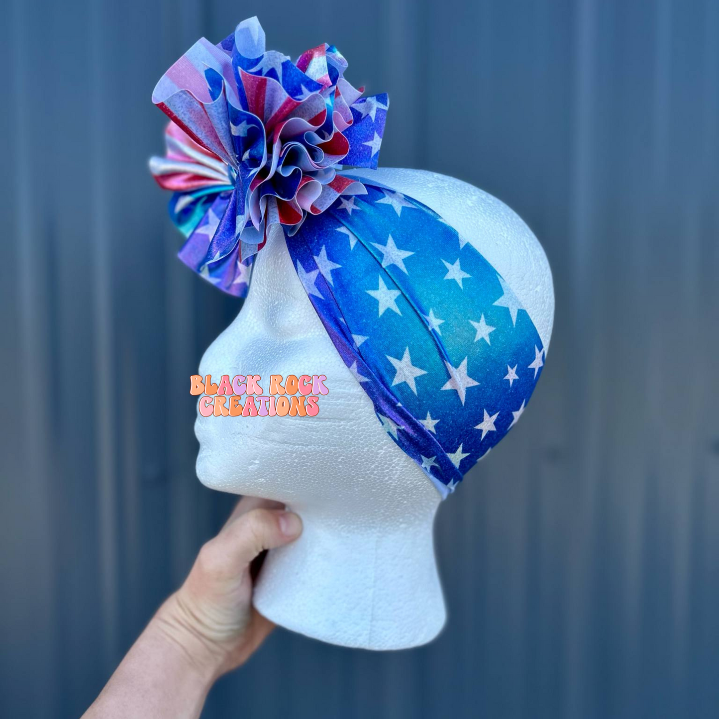 Shredded holo patriotic headwrap