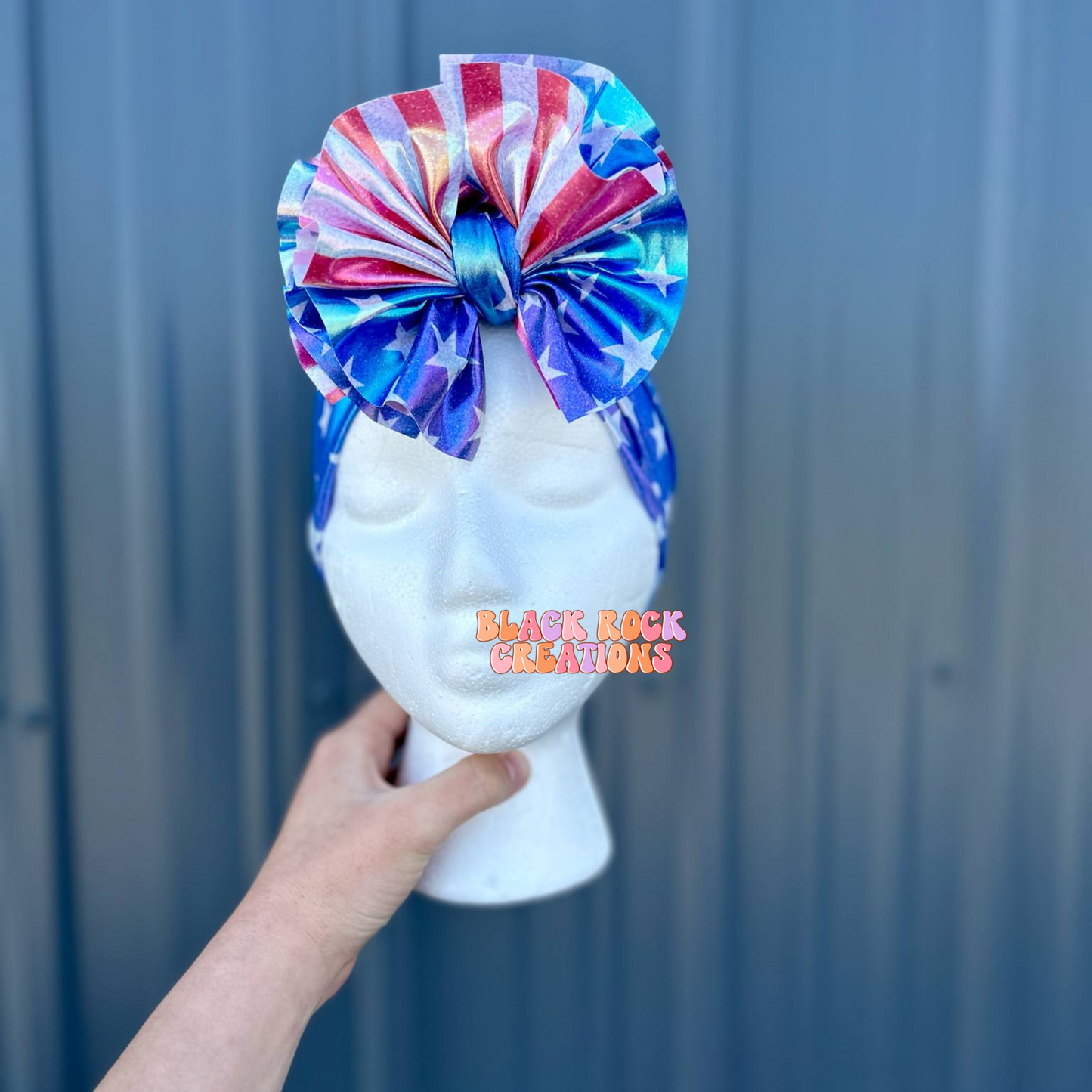Shredded holo patriotic headwrap