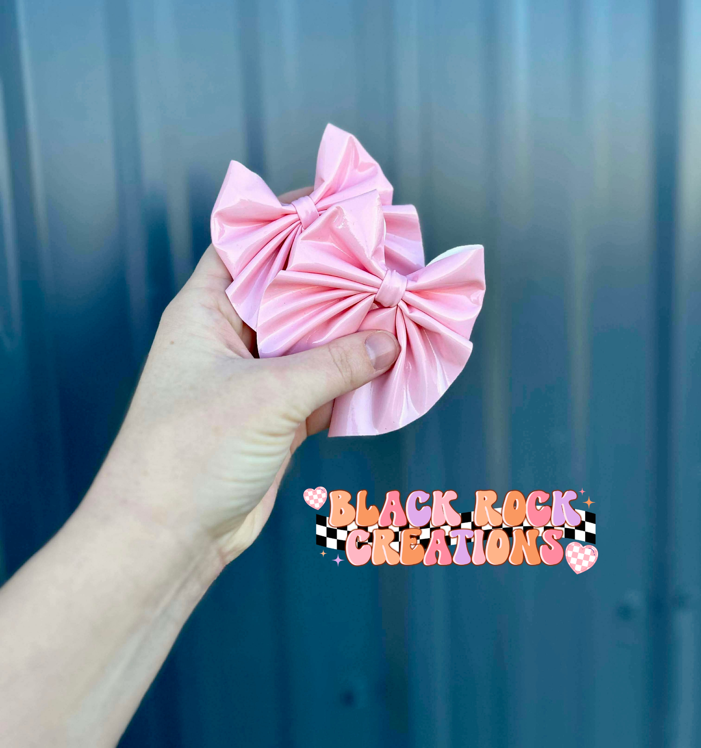 Light pink pleather bows - all styles