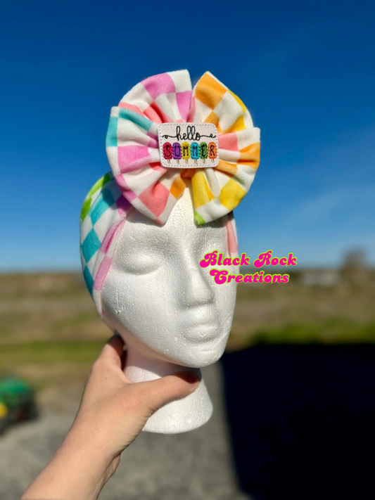 Summer vibes checkered plushy Bows