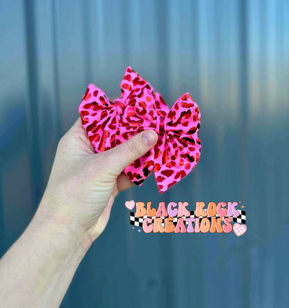 Pink & pink holo leopard bows - all styles