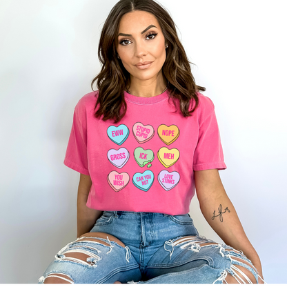 Conversation hearts Anti v-day comfort colors tshirt