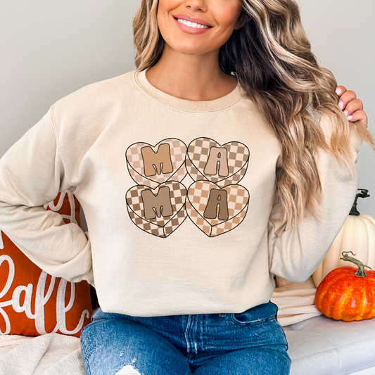 Neutral mama conversation hearts sweatshirt