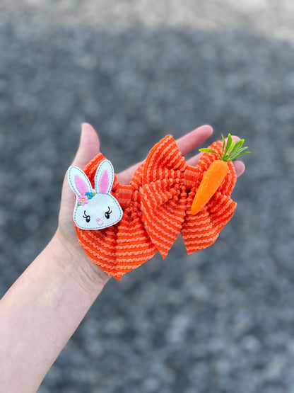 Orange waved carrot bow with bunny - more styles