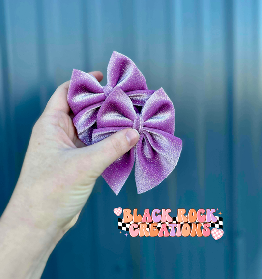 Purple Glitter velvet bows - all styles
