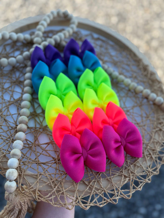Neon summer puff bow BUNDLE