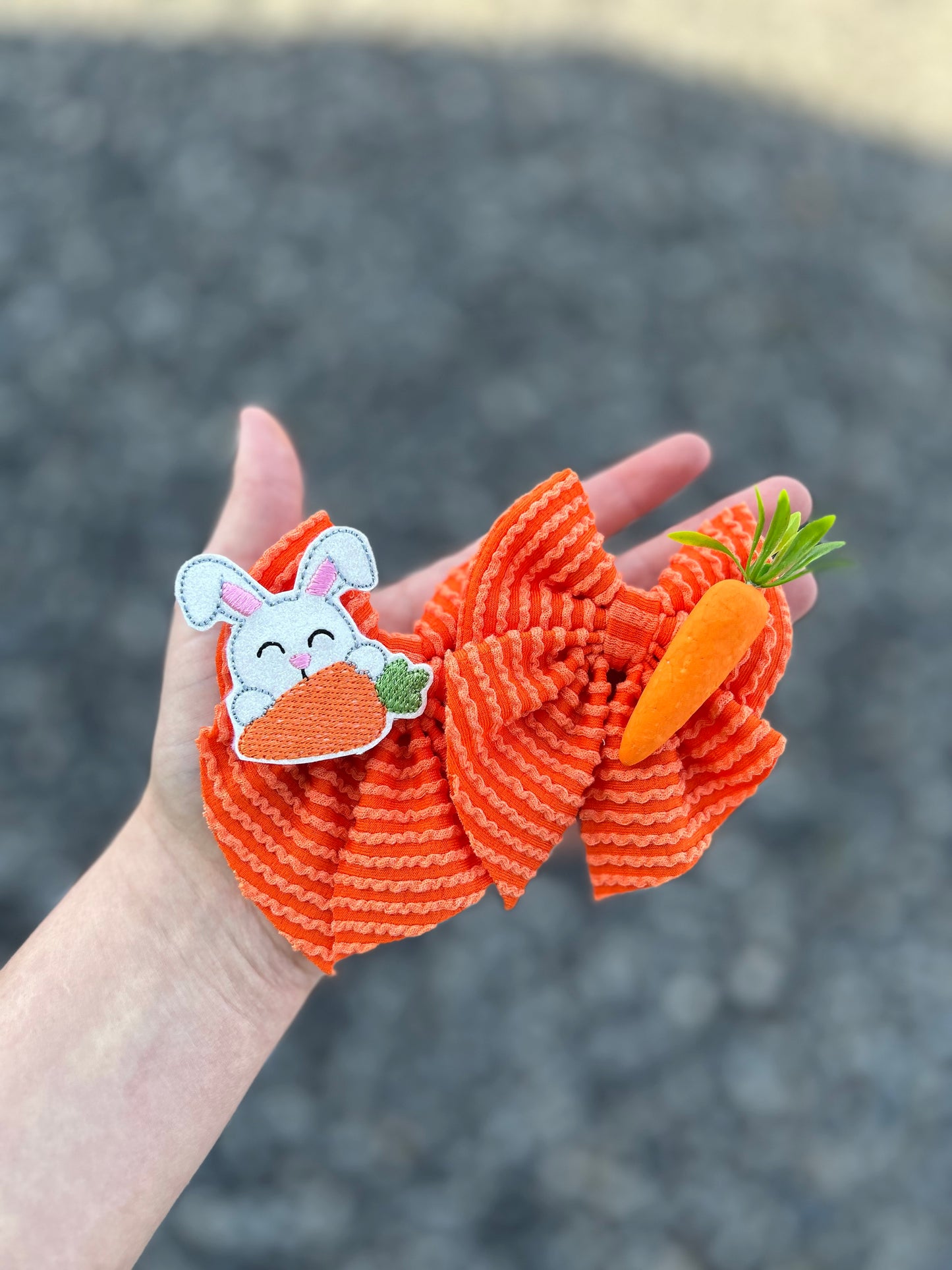 Orange waved carrot bow with bunny - more styles
