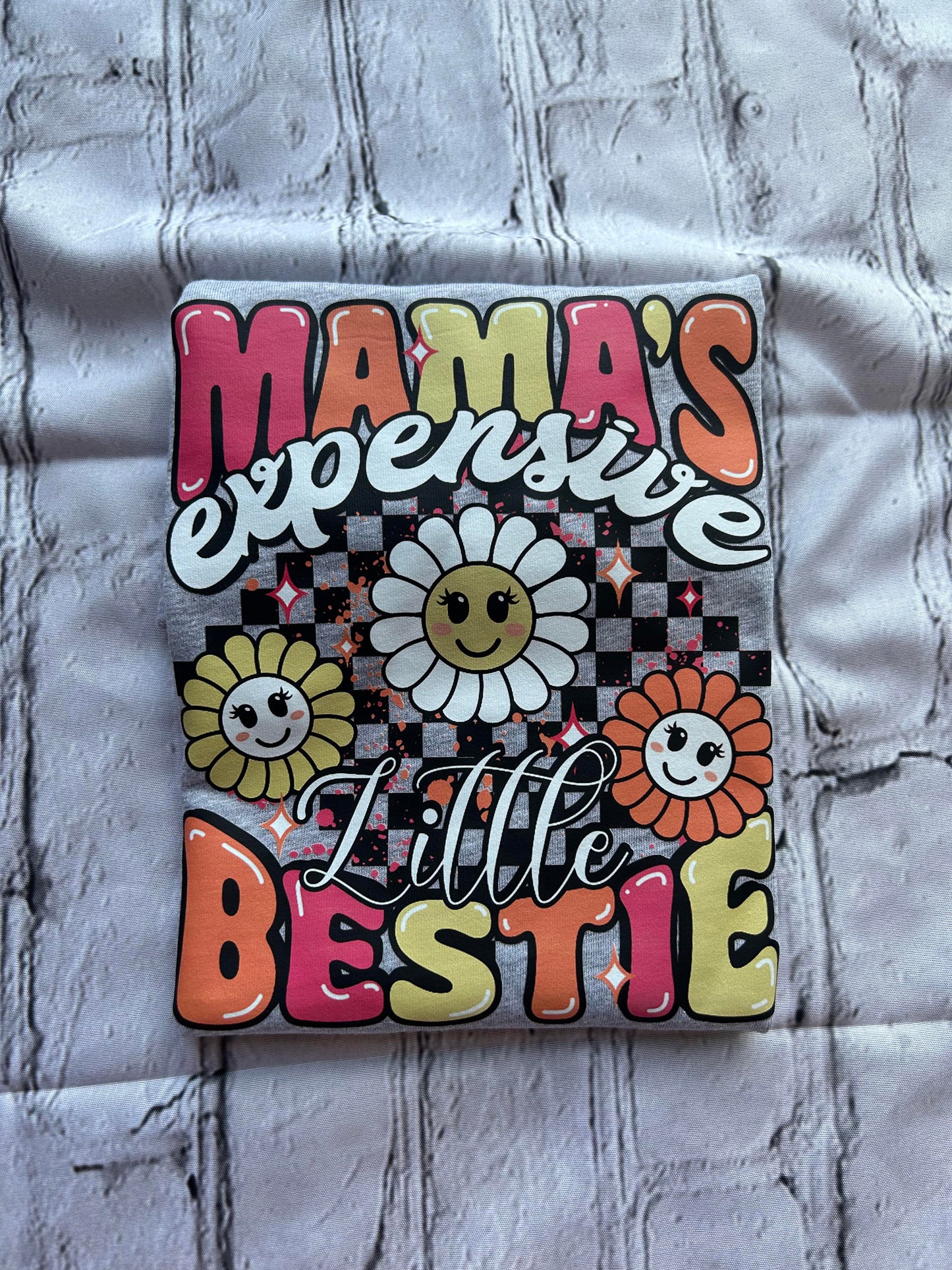 mamas expensive little bestie floral tshirt