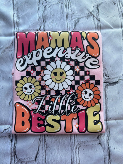 mamas expensive little bestie floral tshirt