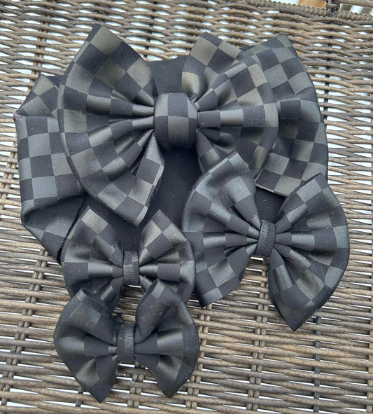 Black on black checkered bows