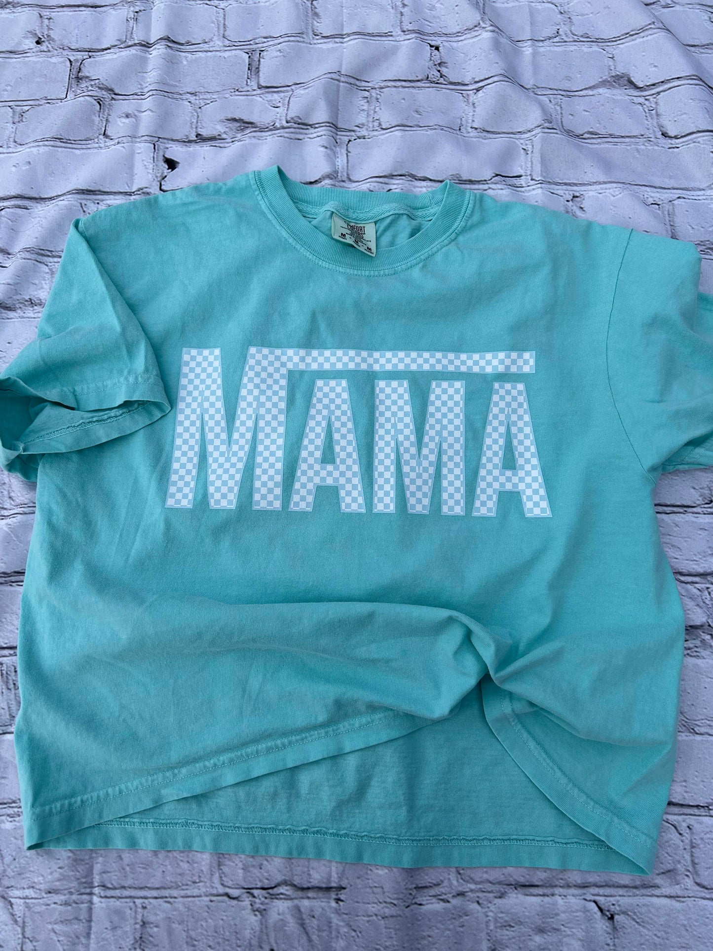 Checkered mama boxy tshirt
