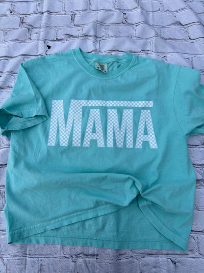 Checkered mama boxy tshirt
