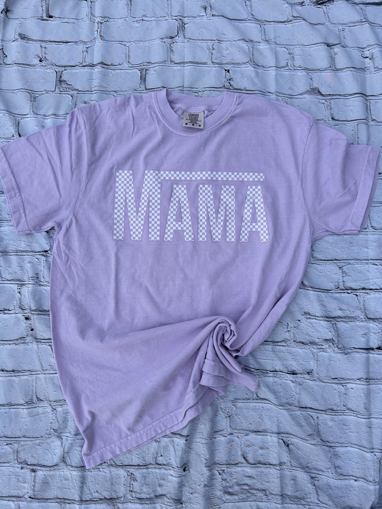 Checkered mama comfort colors tshirt
