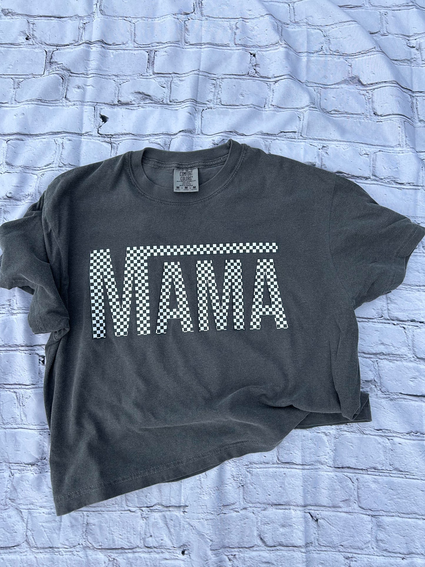 Checkered mama boxy tshirt