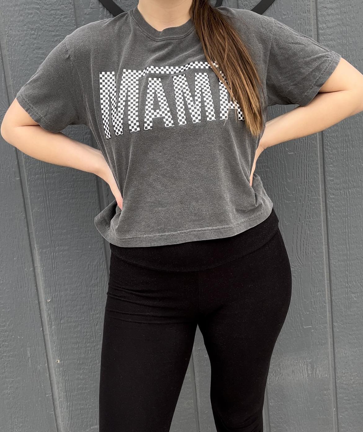 Checkered mama boxy tshirt