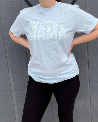 Checkered mama comfort colors tshirt