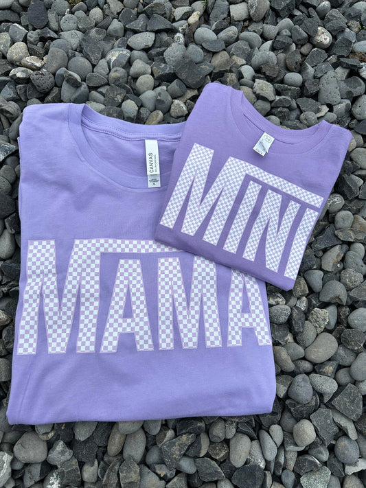 Mama checkered  tshirt - mama mini matching (sold separately)