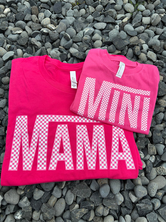 Mama checkered  tshirt - mama mini matching (sold separately)