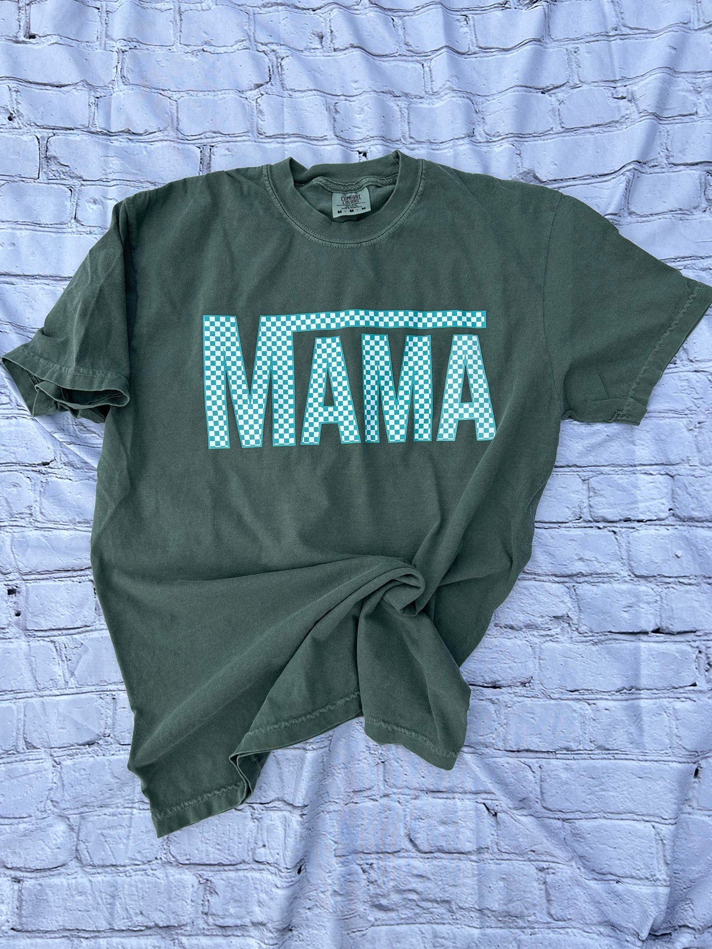 Checkered mama comfort colors tshirt