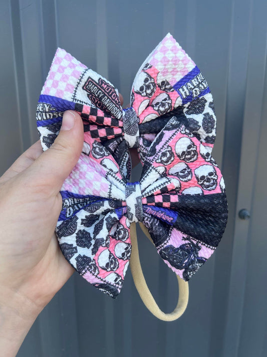 Motorcycle patchwork bows - 5"