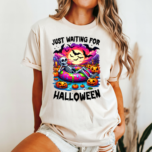 Just waiting for halloween comfort colors tshirt