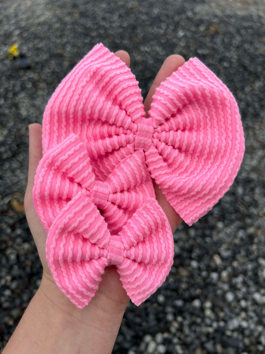 Solid Pink Waved bow - more styles