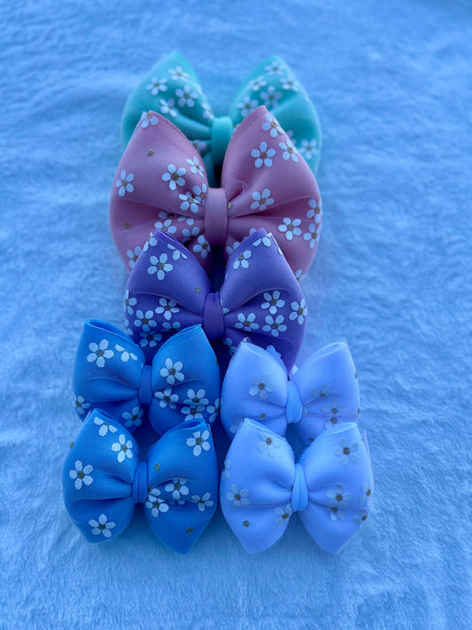 Daisy mesh overlay puff bows