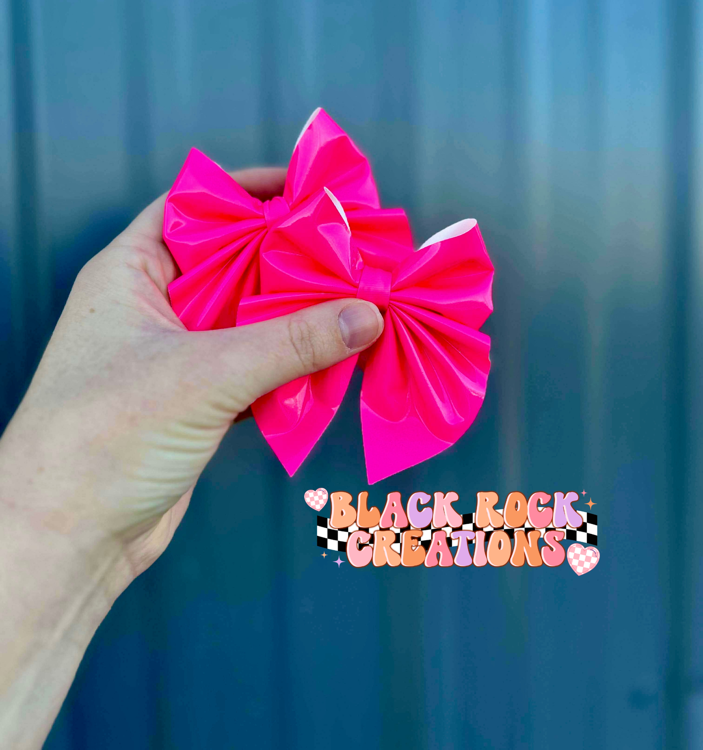 Hot pink pleather bows - all styles