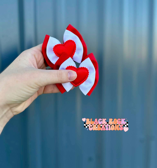 Red and whites stacked heart bows - all styles