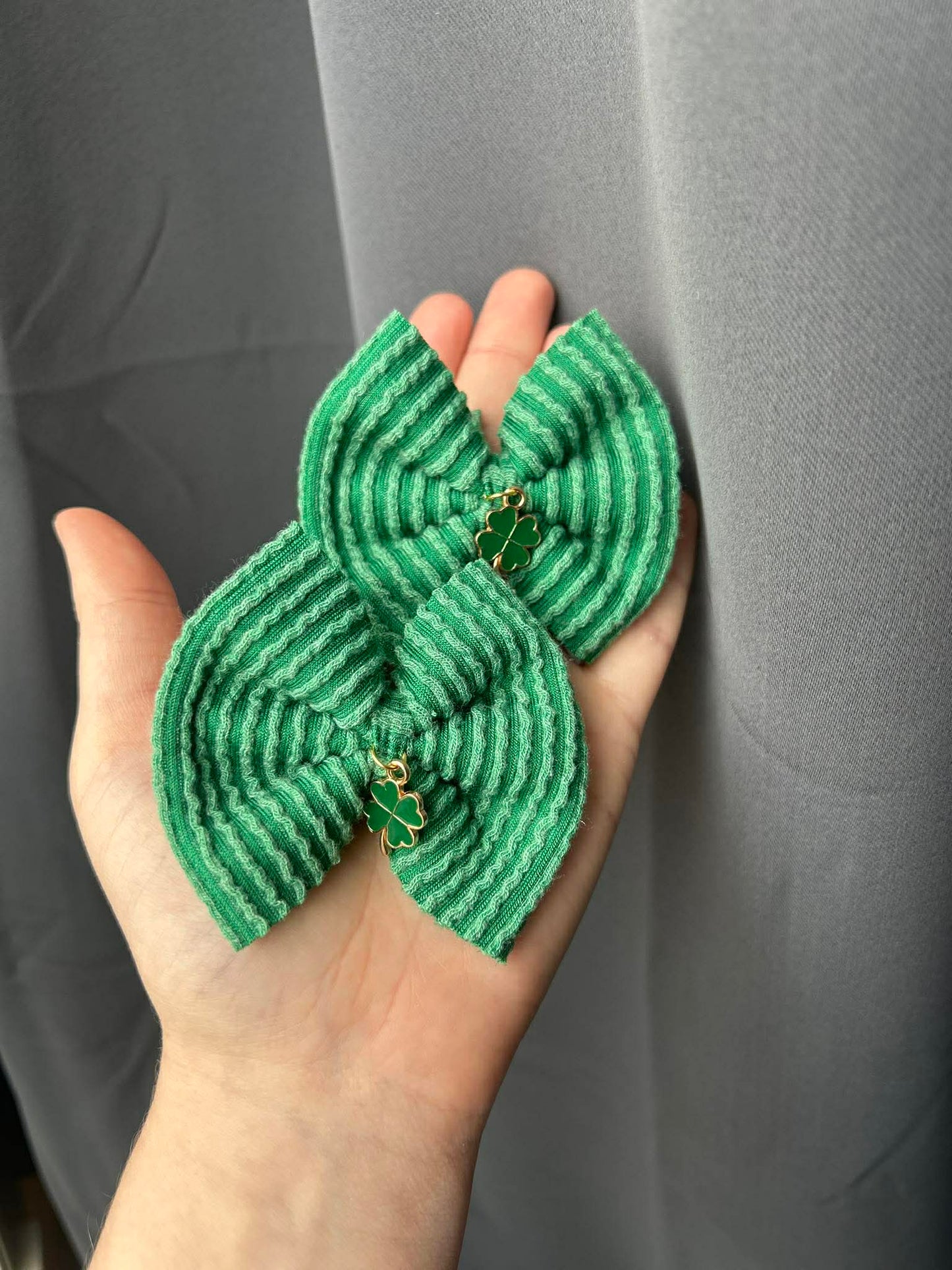 Green waved charm bows - all styles - st patricks day