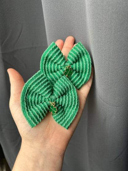 Green waved charm bows - all styles - st patricks day