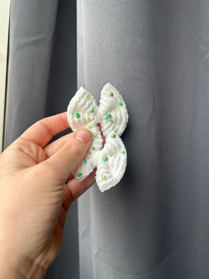 White and rhinestone bows - all styles - st patricks day