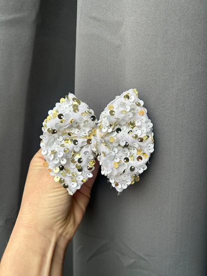 White and gold sequins bows - all styles - st patricks day
