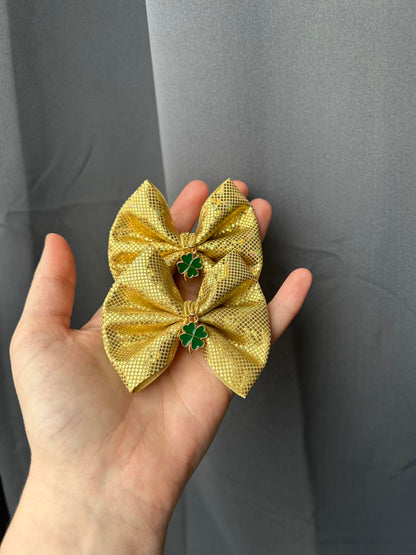 Gold sparkle with charm bows - all styles - st patricks day
