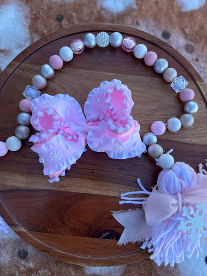 Pink Christmas ribbon bows - 5"